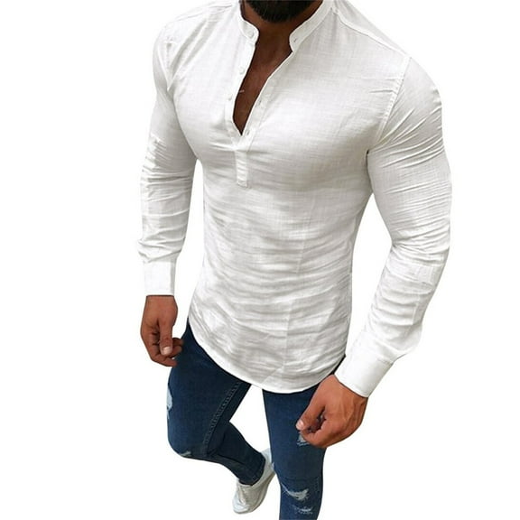 Fsqjgq Long Sleeve Dress Shirts for Men Solid Black Stretch Button Up Business Shirt Casual Top Blouse White Xl