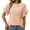 Orange, variant on Women Ruffle Sleeve T Shirt Round Neck Tees Solid Color Short Sleeve Summer Lightweight Relaxed Fit Daily Wear Tops Black S