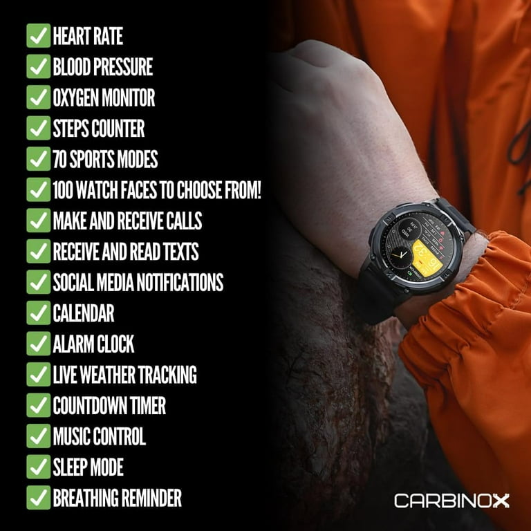 Carbinox X-Ranger Rugged Smartwatch Fitness Tracker, Waterproof