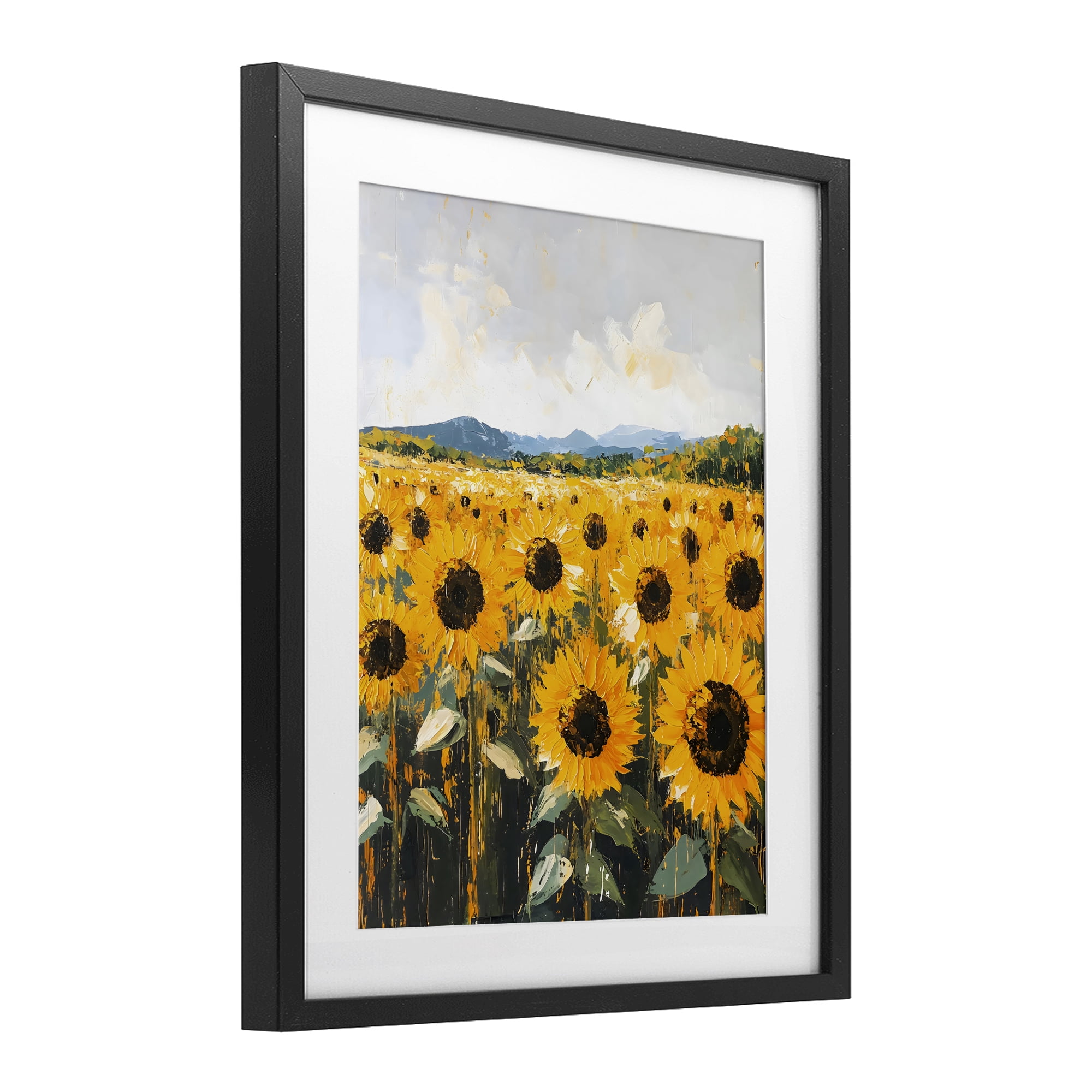 Stupell Industries Beautiful Sunflowers in Field Black Framed Print Under Glass, design by Creative Studio