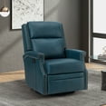 thumbnail image 5 of Genuine Leather Swivel Rocker Recliner Wingback Transitional Turquoise, 5 of 8