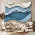 thumbnail image 2 of Blue Beige Ombre Large Tapestry for Bedroom Wall Hanging Tapestry, Geometric Moire Abstract Modern Ceiling Backdrop Tapestries Poster Blanket Wall Decor for Teens Room Living Room Dorm 86" x 104", 2 of 8