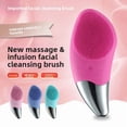 thumbnail image 2 of Rechargeable Silicone Facial Cleansing Brush Mini Waterproof Ultrasonic Pore Cleaner Skin Massage Import Device, 2 of 9