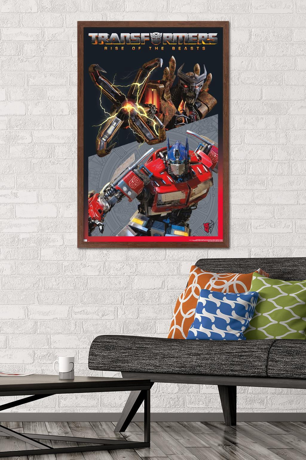 Transformers: Rise of the Beasts - Optimus Prime vs. Scourge Wall Poster, 22.375" x 34" Framed