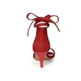 thumbnail image 3 of BLISSFUL STEP Women's Shoes Faux Suede Lace Up Open Toe Kitten Heel Cushioned Footbed Sandals  Red 8.5, 3 of 8