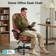 thumbnail image 4 of COOLHUT Executive Office Chair, Big and Tall Office Chair with Footrest Reclining Faux Leather Chair High Back Lumbar Support Ergonomic Office Chair with Padded Armrests, Brown, 4 of 12