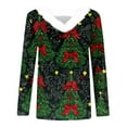thumbnail image 5 of Yangnuo Womens Trendy Christmas Theme Faux Fur Collared Blouse Tee TShirts 2025 Women's V-Neck Christmas Printing Casual Long Sleeve Fashion Top Blouse, 5 of 5