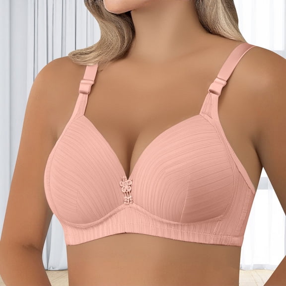 BILIKEYU Women's Thin Striped Large Sized without Underwire Bra, Bras for Women, Push Up Bra No Underwire, Jelly Bras for Women