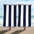 thumbnail image 3 of Superior Cabana Striped 2-Piece Oversized Cotton Beach Towel Set, Blue, 3 of 9