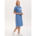 thumbnail image 7 of DARING DIVA Midi Denim Short Sleeve Button Down Tunic Jean Dress M Sky Blue, 7 of 7