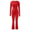 thumbnail image 4 of Scyoekwg Two Piece Workout Outfits For Women Slim Workout Outfits Long Sleeve Tops Long Pants Casual Two Piece Set Matching Outfits Fashion Sweatsuits (Red,XXL), 4 of 5