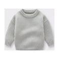 thumbnail image 2 of AherBiu Toddler Kids Sweaters Crew Neck Long Sleeve Ribble Knit Tops Solid Color Girl Boy Sweater, 2 of 7