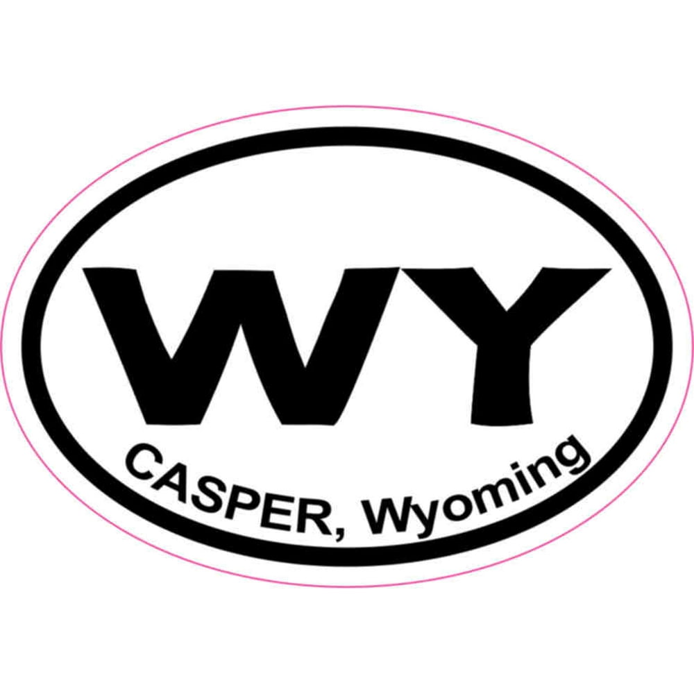 3in x 2in Oval Casper Wyoming Sticker Vinyl State Vehicle Bumper
