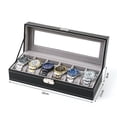 thumbnail image 2 of Caja de Reloj con 6 Ranuras, Organizador de Caja de Cuero PU, Organizador de Almacenamiento de Madera para Almacenamiento y exhibición, Negocios de Regalos para Hombres y Mujeres (Negro), 2 of 5