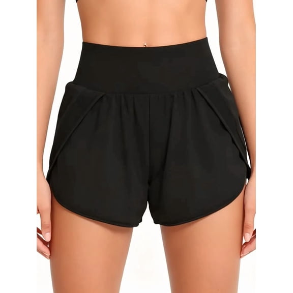 ANFERRY High Waisted Swim Shorts for Women Side Split Beach Board Short 2 in 1 Tankini Bottom with Pockets