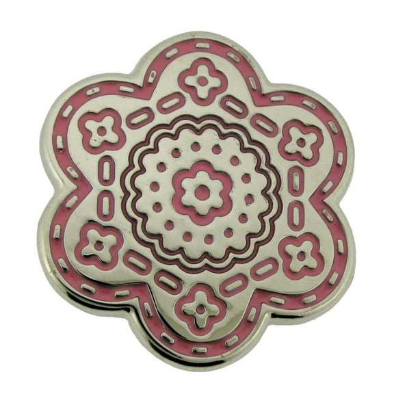 Single Prong Belt Buckle Pin Flower Red color 1 1/4" (33 mm) Belts Straps Girly Ladies Cowgirl