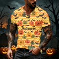 thumbnail image 5 of Summer Shirts for Men Short Sleeve Halloween Spiderweb Print V Neck T Shirts Causal Funny Loose Shirts, XL, 5 of 7