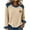 *080-Khaki, variant on Women Button Down Denim Shirts Casual Long Sleeve V Neck Chambray Blouse Top Dressy Casual Work Shacket V Neck Lightweight Tops Lapel Denim Patchwork Stitching Bottun Tops