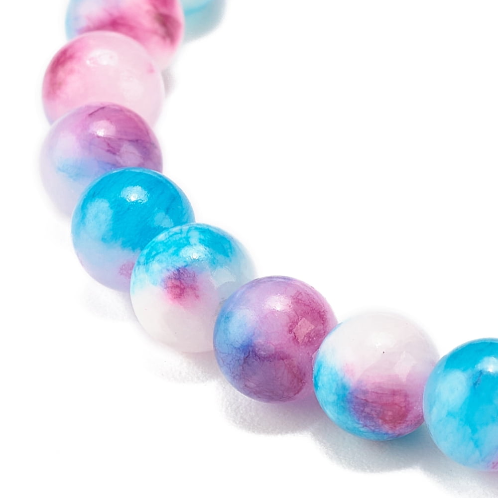 Natural White Jade Round Beaded Stretch Bracelet Gemstone Jewelry for Women Mixed Color Inner Diameter: 2-1/4 inch(5.6cm) Beads: 6.5mm DIY