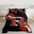 thumbnail image 2 of Homewish Boys Personalized Gifts Full Size Comforter Sets,Brown Letter R Bedding Comforter Set,Rugby Pattern Bedding Sets For Teens,Lightweight Room Decoration Reversible,3-Piece, 2 of 8