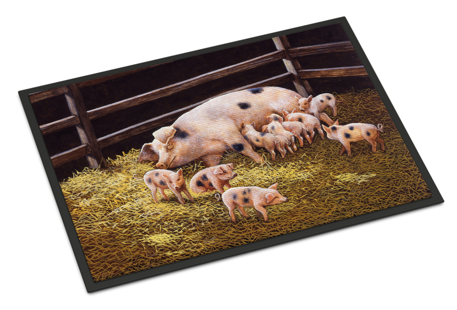 Pigs Piglets at Dinner Time Door Mat