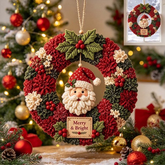 Fabric Poke Wreath Diy Kit, Diy Christmas Wreath Kit, Diy Kits for Adults, Beginner-Friendly Holiday Wreath Making Kit & Door Decor
