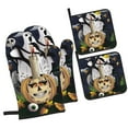 thumbnail image 1 of Ghost Pumpkin Oven Mitts and Pot Holders Sets Baking Sets for Kitchen Bbq Gloves Heat Resistant Cooking Cat Eye Night 4 Pieces, 1 of 8