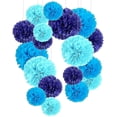 thumbnail image 1 of Paquete de 18, flor de pompón azul, juego de papel de decoración para fiestas, 1 of 5