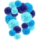thumbnail image 1 of Paquete de 18, flor de pompón azul, juego de papel de decoración para fiestas, 1 of 5