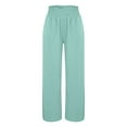 thumbnail image 4 of Blue Women's Casual Pants, Women Linen Palazzo Pants Wide Leg High Waist Summer Casual Boho Trousers Travel Vacation Outfits,Women's Casual Pants 3XL, 4 of 5