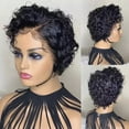 thumbnail image 1 of Perruque Courte Bouclée Torsadée Perruques en Cheveux Humains Femmes Perruque Synthétique Postiche Mode Faux Cheveux Taille Unique pour Jeux de Rôle Usage Quotidien avec Filet pour Cheveux Noir, 1 of 5