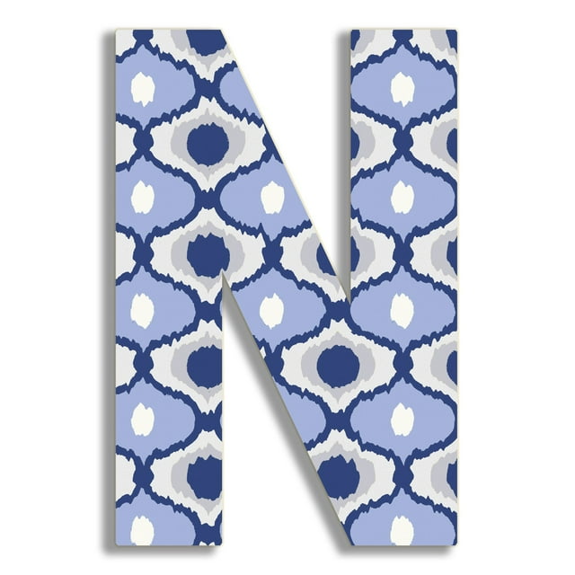 The Stupell Home Decor Collection Stupell Industries Oversized Blue Ikat Hanging Initial