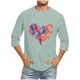 thumbnail image 1 of Camisas de Manga Larga para los Hombres Día de San Valentín Impresión Cuello Redondo Moda Casual, Mezcla de Poliéster de Lino de Algodón para Primavera Verano, 1 of 1