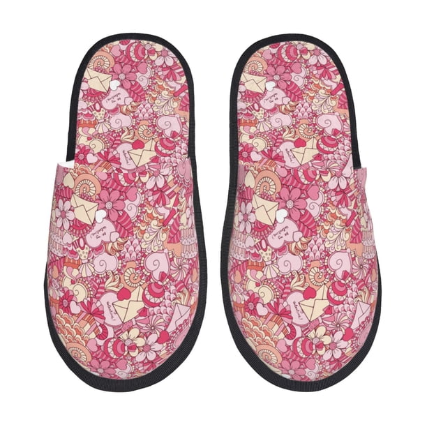 Balery Sweet Pantuflas de Casa de Felpa Silenciosas con Diseño Estampado, Zapatillas Cómodas Antideslizantes de Algodón para Interior-Medium