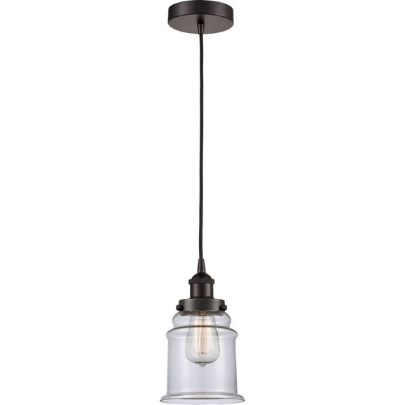 616-1PH-OB-G182 Innovations Lighting Canton - 1 Light Mini Pendant In Industrial Style-10 Inches Tall and 6 Inches Wide-Oil Rubbed Bronze Finish-Clear
