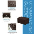 thumbnail image 4 of LKJYER Waterproof Ottoman Cover Rectangle, Stretch Ottoman Slipcovers Suede Footstool Protector Covers Elastic Soft Storage Ottoman Slipcover for Cats Dogs, 4 of 7