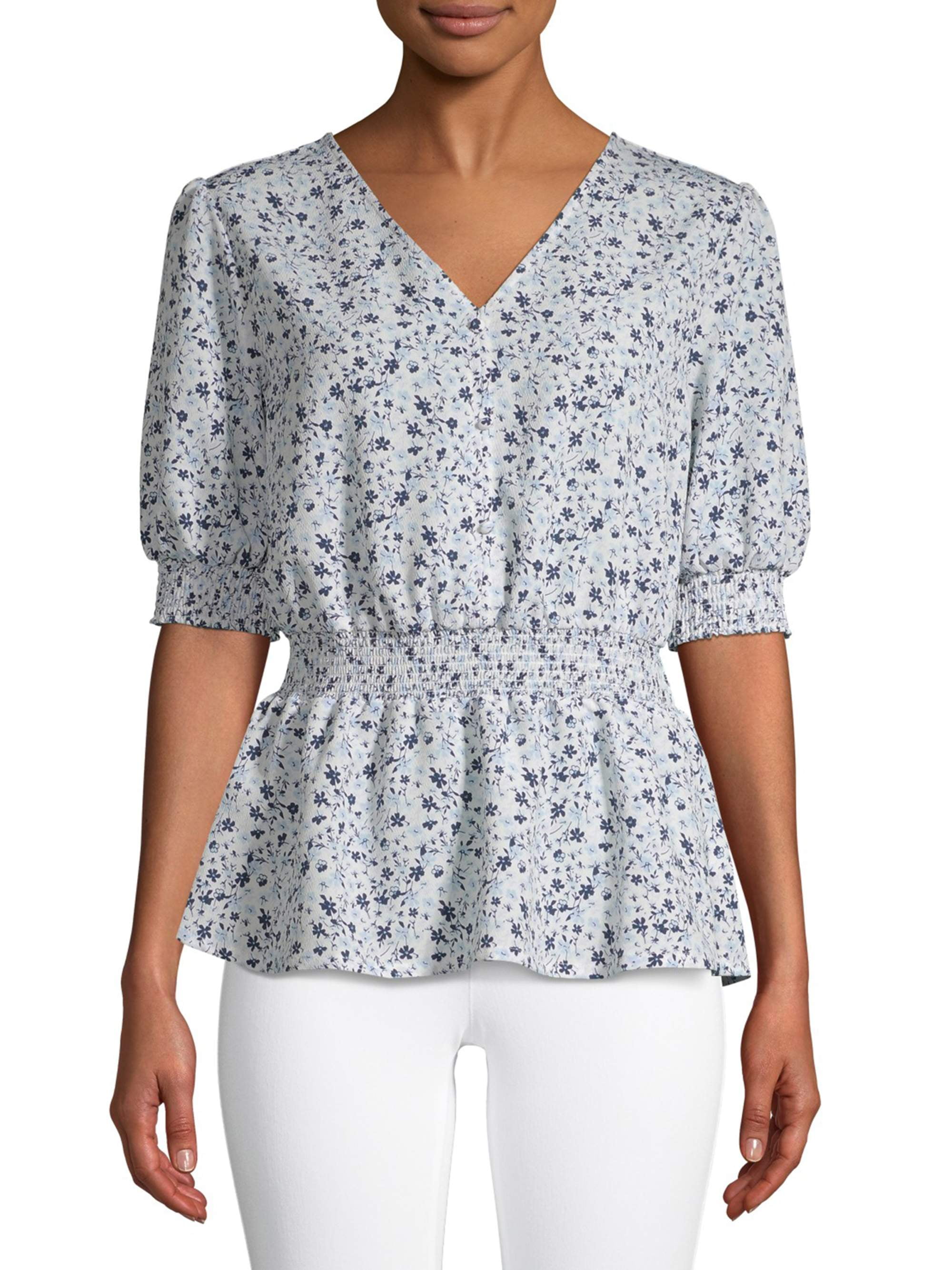 Time and Tru Women's Button Smock Top