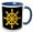Blue/White, variant on 3drose, Image of a Ship Helm, Steering Wheel. Yellow on Black. Sailing Charm, 11oz Magic Transforming Mug