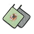 thumbnail image 2 of German Boxer Green Flowers Pair of Pot Holders, 2 of 4