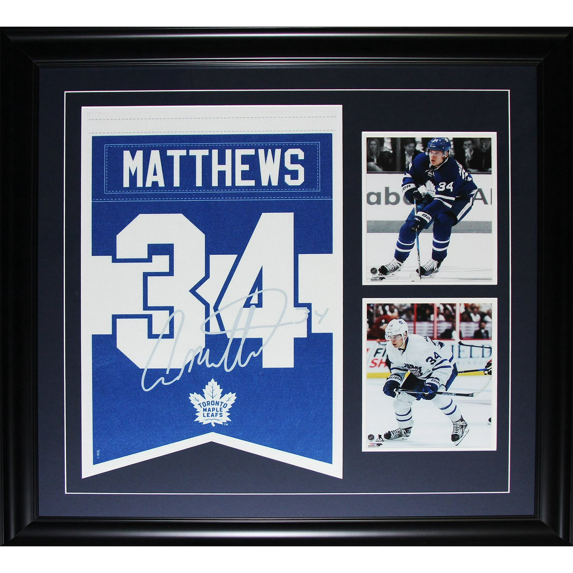Auston Matthews Toronto Maple Leafs #34 Lazer Etched Autograph Felt Jersey  Banner Hockey Sports Memorabilia Collector Frame