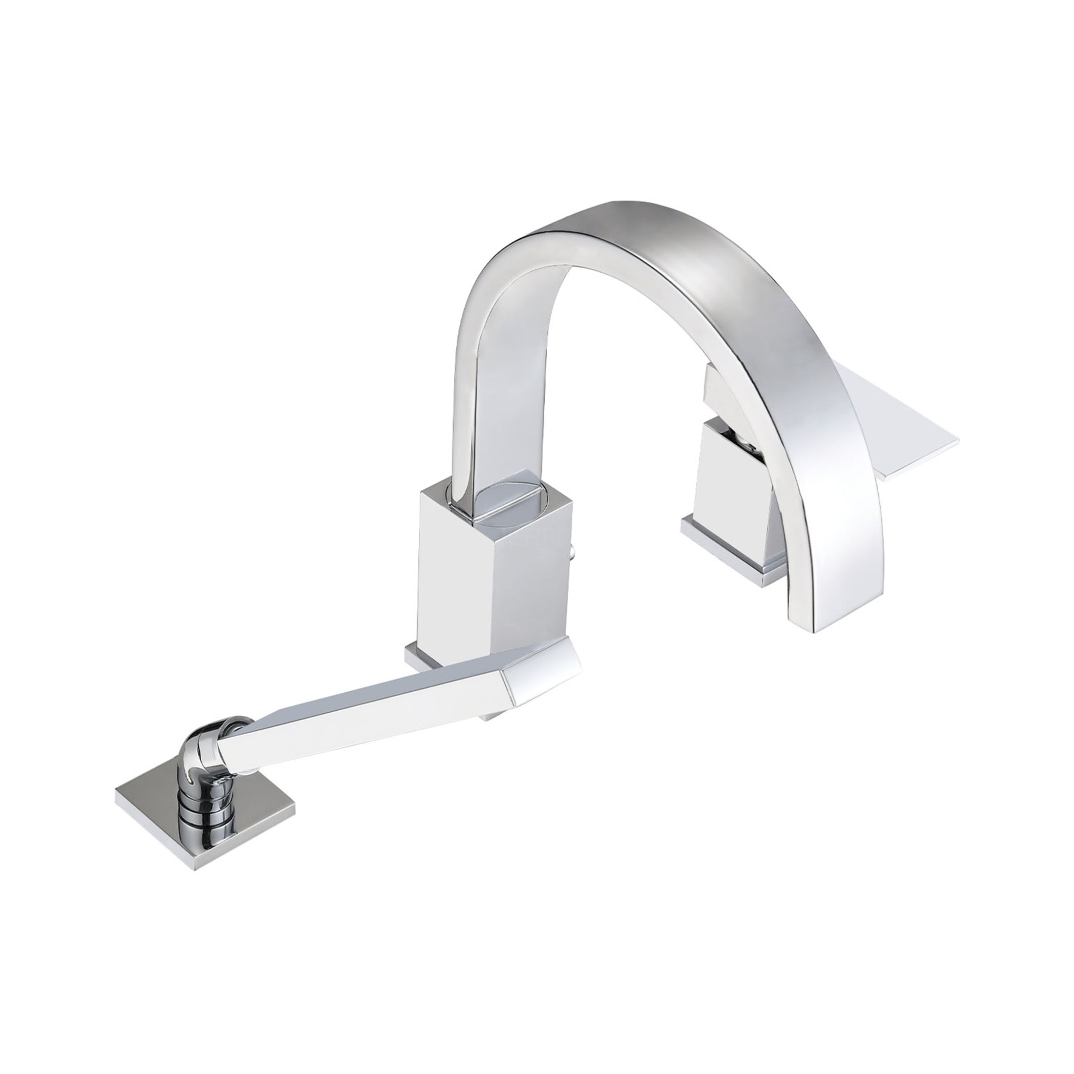 JERFIT Chrome 3-Hole Waterfall Roman Tub Filler Set with Handheld Shower, Deck Mount Stainless Steel Bathtub Faucet