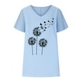 thumbnail image 4 of cfhntfmh Summer Tops for Women Short Sleeve V Neck Cotton Linen T Shirts Printed Casual Loose Blouses Fashion Outfits, 4 of 6