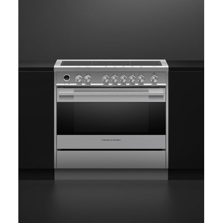 Fisher & Paykel - 4.9 Cu. Ft. Self-Cleaning Freestanding Electric Induction Range - Brushed stainless steel/black glass