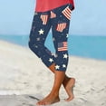 thumbnail image 4 of Favoffer Women's Capri Leggings Independence Day Print Tight High Stretch Mid-Calf Cut Tummy Control Elastic Waist Athletic Yoga Workout Streetwear Daily Casual Active Bottoms, 4 of 5
