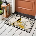 thumbnail image 4 of Spring Gnomes Entryway Rug 2'x3'&nbsp; Non Slip Front Door Mats, Farmhouse Bees Flowers Black White Plaid Entrance Rugs Indoor Outdoor Carpet, Washable Floor Mats Small Area Rug for Bedroom Kitchen, 4 of 8
