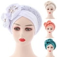thumbnail image 4 of Yesbay Shiny Lady African Headtie Skin-friendly Rhinestone Knot African Headwrap, 4 of 7