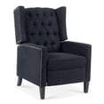 thumbnail image 3 of High Back Accent Chair, 27" Wide Manual Wing Recliner Chair, Upholstered Button Tufted Single Sofa Chair with Wood Legs, Comfy Reading Chair Lounge Chair with Nailhead Trim, Black, 3 of 7