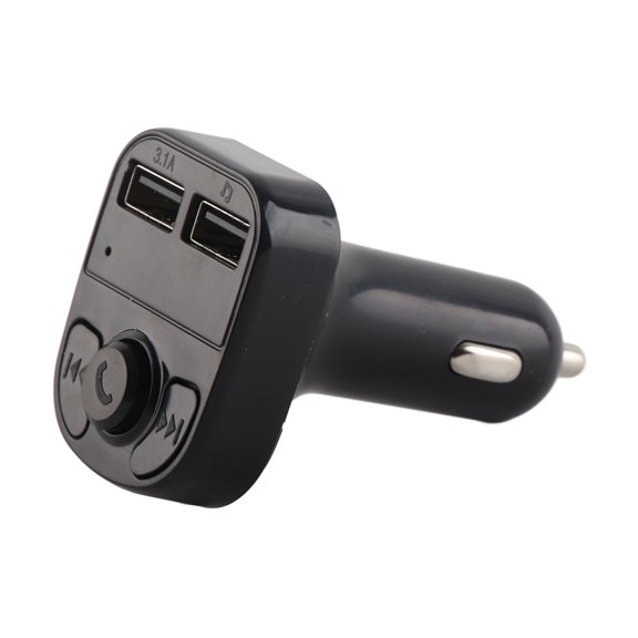 Cargador de teléfono móvil Bluetooth para coche Transmisor FM negro de 12 a 24 V Reproductor de MP3 Carga USB dual
