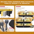 thumbnail image 4 of Meeyoga 100 Mini Moldes para Hornear de Aluminio con Tapas y Cucharas, Moldes para Pan de Caja, Pasteles y Postres, Molde para Hornear Rectangular para Horno y Microondas (Negro), 4 of 7
