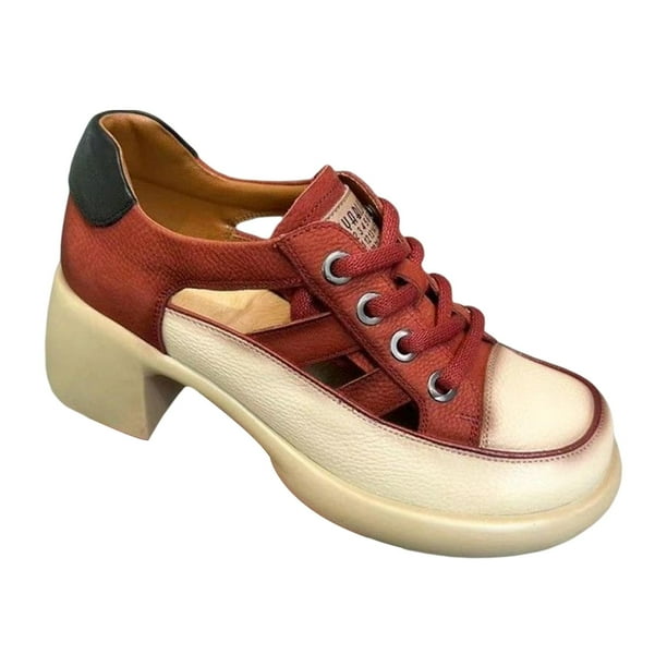 Sandalias de tacón para mujer, zapatos de tacón grueso, informales, ligeros, modernos y únicos. Rojo